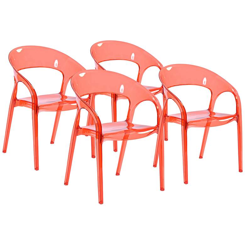 Image 1 Orti Red Polycarbonate Plastic Chair Set of Four
