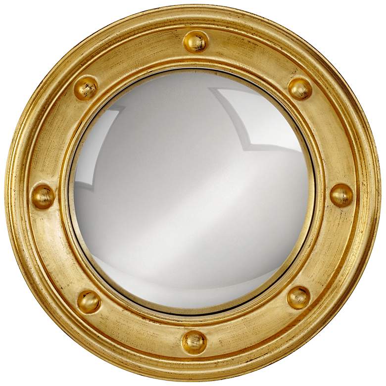 Image 1 Ortley Gold Porthole 24 1/2" Round Convex Wall Mirror