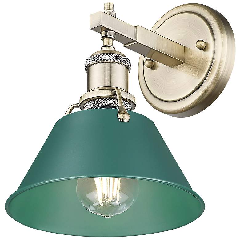Image 2 Orwell 1-Light Bath Vanity in Aged Brass with Pine Green more views