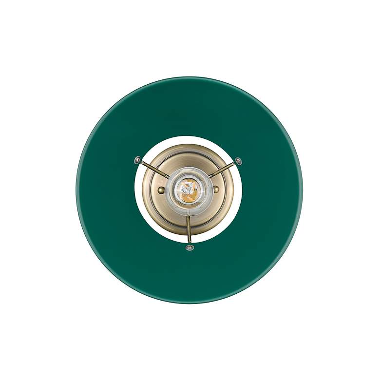 Image 2 Orwell 1-Light Flush Mount in Aged Brass with Pine Green more views