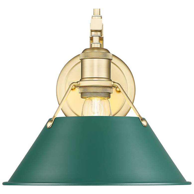 Image 1 Orwell 1-Light Wall Sconce in Brushed Champagne Bronze with Pine Green