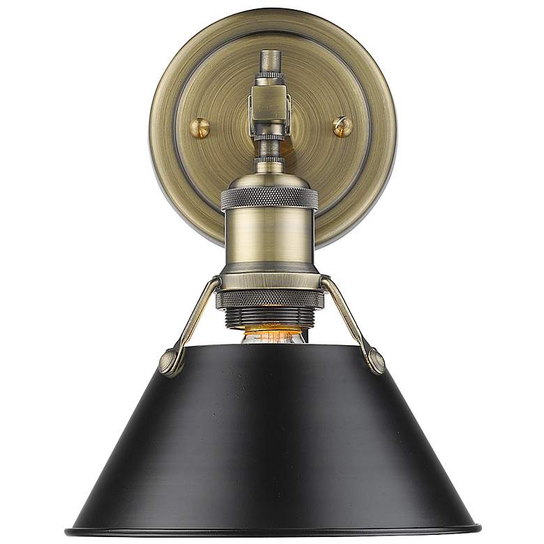 Image 1 Orwell 10" High Aged Brass and Matte Black Wall Sconce