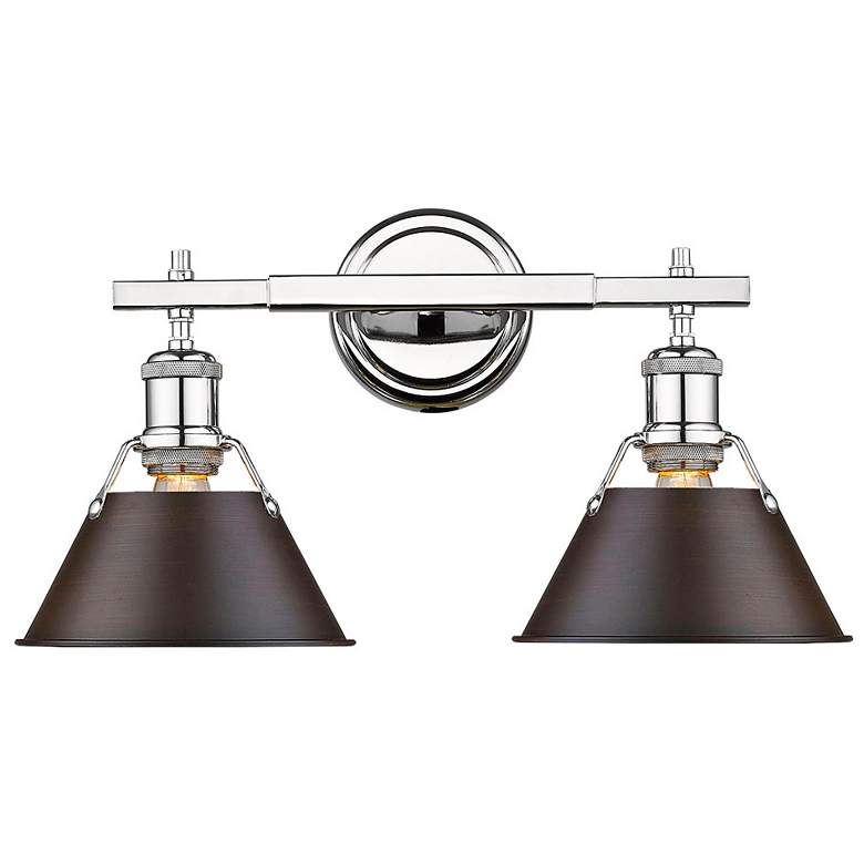 Image 1 Orwell 10" High Chrome 2-Light Wall Sconce w/ Rubbed Bronze