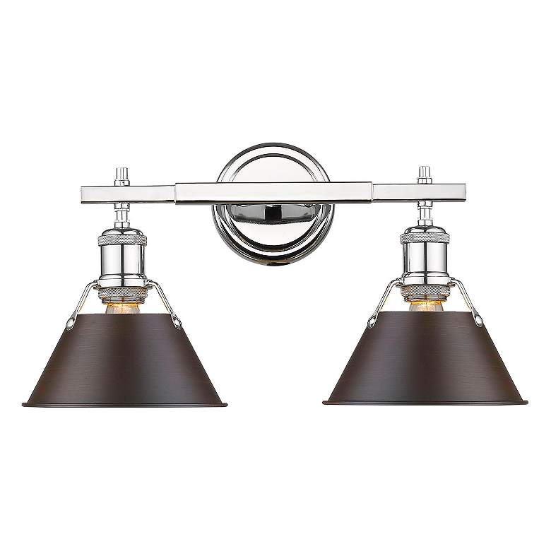 Image 2 Orwell 10" High Chrome 2-Light Wall Sconce w/ Rubbed Bronze more views