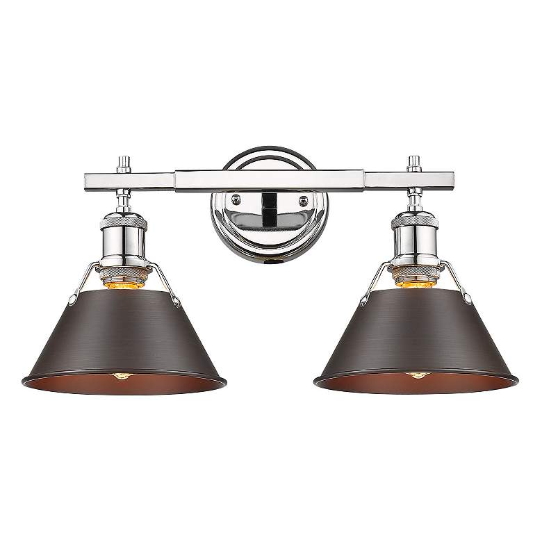 Image 3 Orwell 10" High Chrome 2-Light Wall Sconce w/ Rubbed Bronze more views