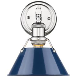 Orwell 10" High Chrome Metal Wall Sconce with Navy Shade