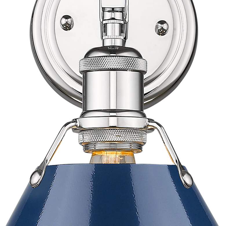 Image 2 Orwell 10" High Chrome Metal Wall Sconce with Navy Shade more views
