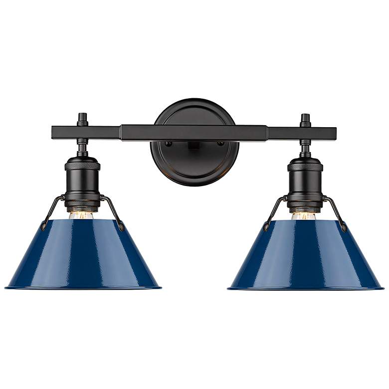 Image 1 Orwell 10" High Matte Black 2-Light Sconce with Matte Navy