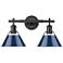 Orwell 10" High Matte Black 2-Light Sconce with Matte Navy