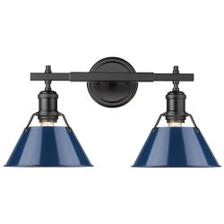 Orwell 10" High Matte Black 2-Light Sconce with Matte Navy
