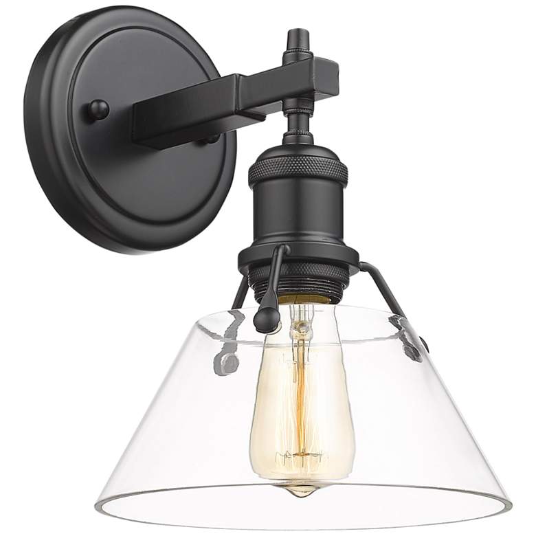 Image 1 Orwell 10" High Matte Black Clear Glass Wall Sconce