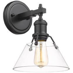 Orwell 10&quot; High Matte Black Clear Glass Wall Sconce