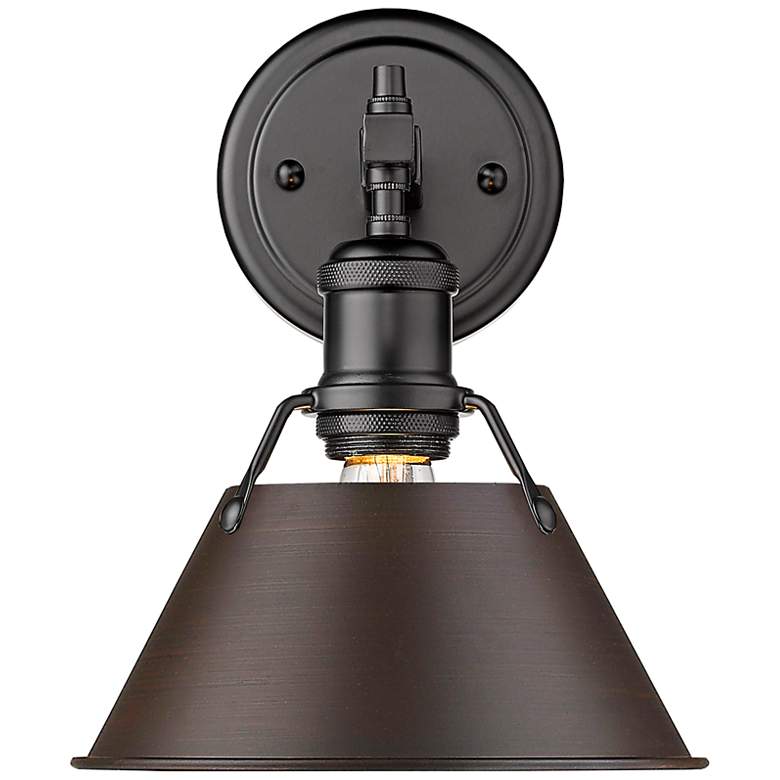 Image 1 Orwell 10" High Matte Black with Rubbed Bronze Wall Sconce
