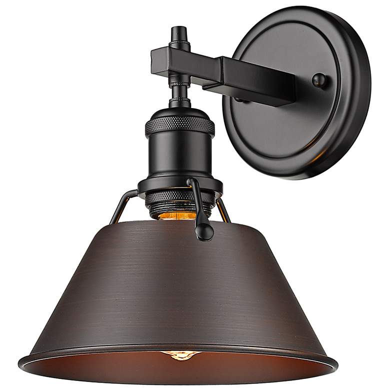 Image 3 Orwell 10" High Matte Black with Rubbed Bronze Wall Sconce more views