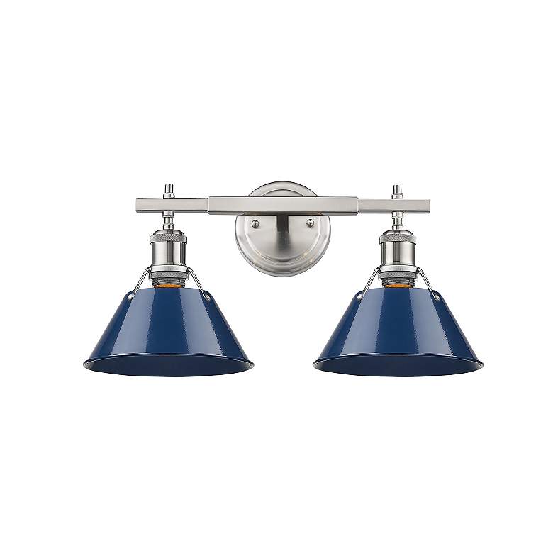 Image 3 Orwell 10" High Pewter 2-Light Wall Sconce with Navy Shades more views