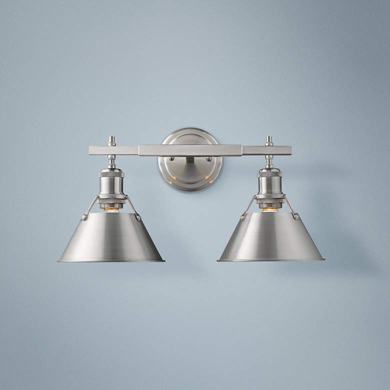 Image 1 Orwell 10" High Pewter 2-Light Wall Sconce