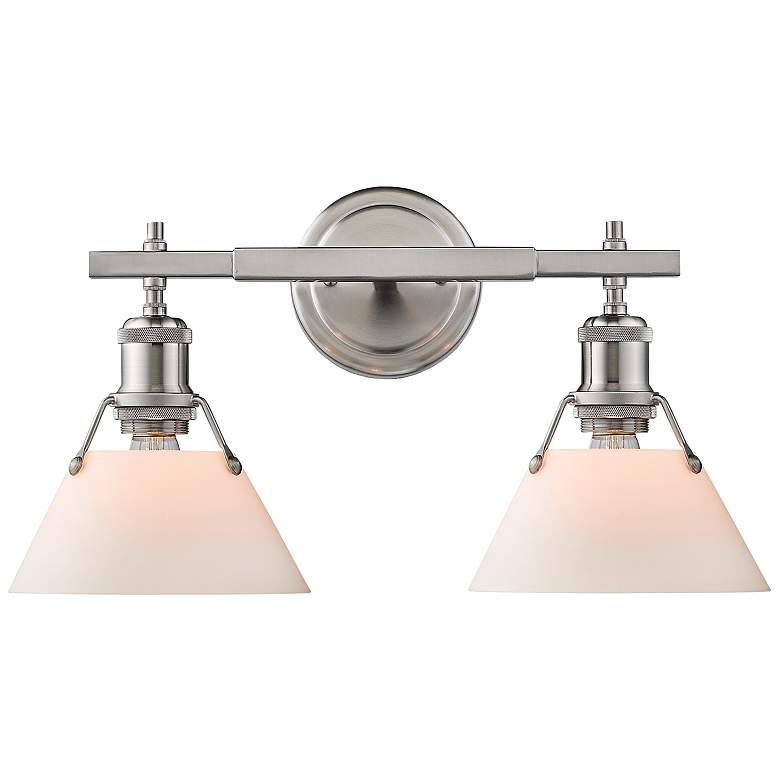 Image 1 Orwell 10" High Pewter Opal Glass 2-Light Wall Sconce