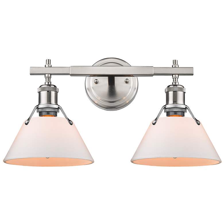 Image 3 Orwell 10" High Pewter Opal Glass 2-Light Wall Sconce more views
