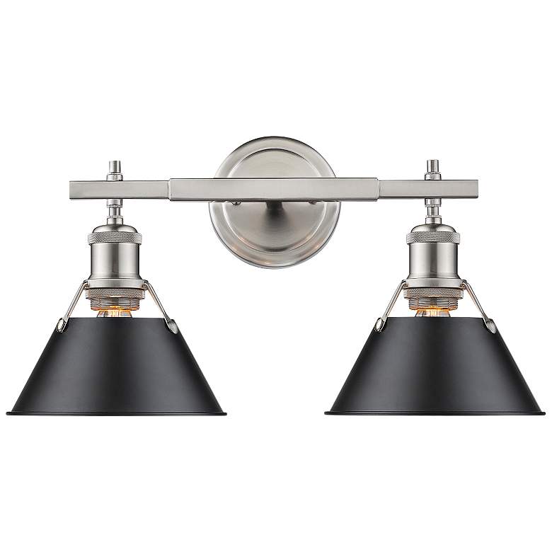 Image 1 Orwell 10" High Pewter with Black 2-Light Wall Sconce