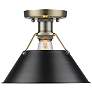 Orwell 10" Wide 1-Light Flush Mount in Aged Brass with Black
