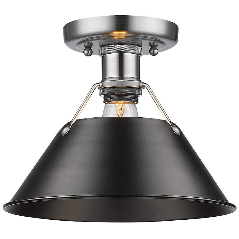 Image 1 Orwell 10" Wide 1-Light Flush Mount in Pewter with Black