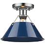 1_Orwell 10" Wide 1-Light Flush Mount in Pewter with Navy Blue
