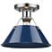 Orwell 10" Wide 1-Light Flush Mount in Pewter with Navy Blue