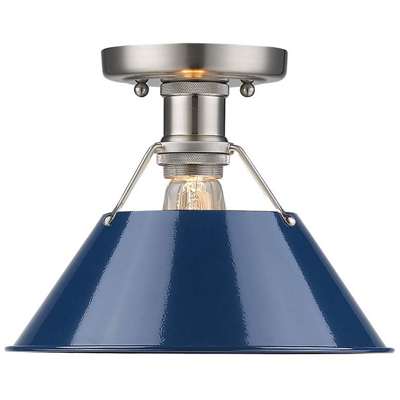 Image 2 Orwell 10" Wide 1-Light Flush Mount in Pewter with Navy Blue more views