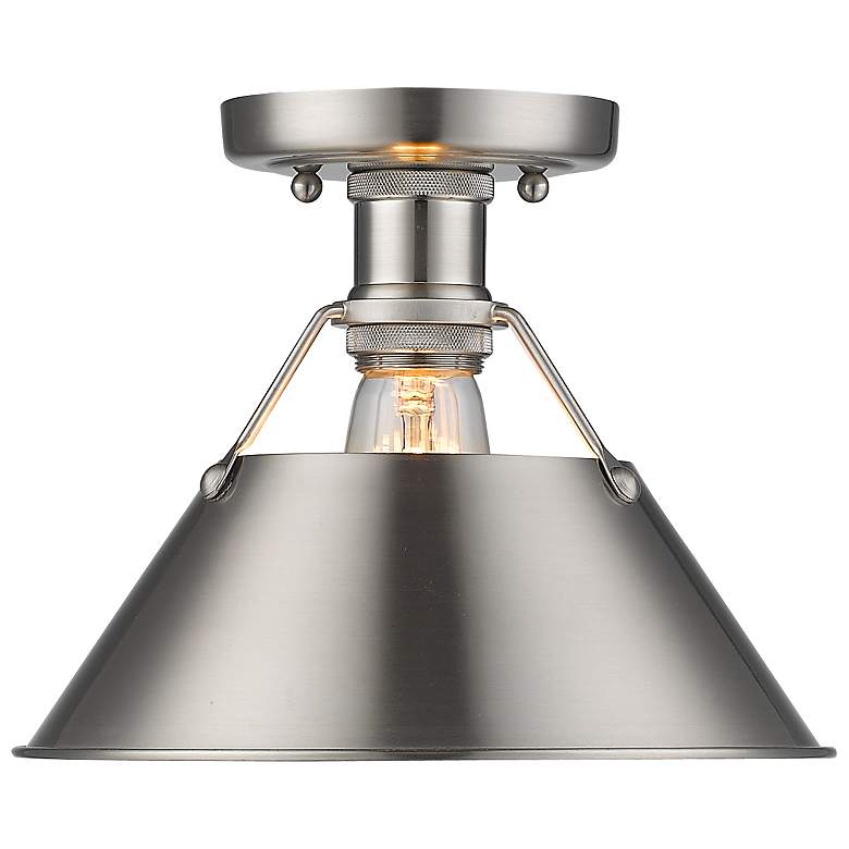 Image 1 Orwell 10" Wide 1-Light Flush Mount in Pewter with Pewter