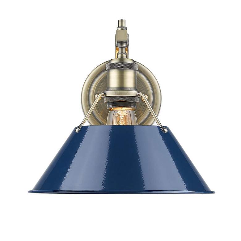 Image 2 Orwell 10" Wide 1-Light Wall Sconce in Aged Brass with Navy Blue more views