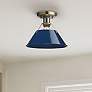 Thumbnail1 of Orwell 10" Wide Aged Brass 1-Light Flush Mount With Navy Blue Shade