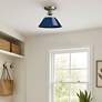Thumbnail3 of Orwell 10" Wide Aged Brass 1-Light Flush Mount With Navy Blue Shade more views