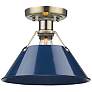 Thumbnail4 of Orwell 10" Wide Aged Brass 1-Light Flush Mount With Navy Blue Shade more views