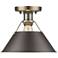 Orwell 10" Wide Aged Brass 1-Light Flush Mount With Rubbed Bronze Shad