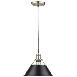 Orwell 10&quot; Wide Aged Brass 1-Light Mini Pendant with Black Shade