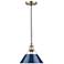 Orwell 10" Wide Aged Brass 1-Light Mini Pendant with Navy Blue Shade
