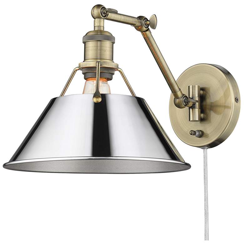 Image 1 Orwell 10" Wide Aged Brass 1-Light Swing Arm with Chrome