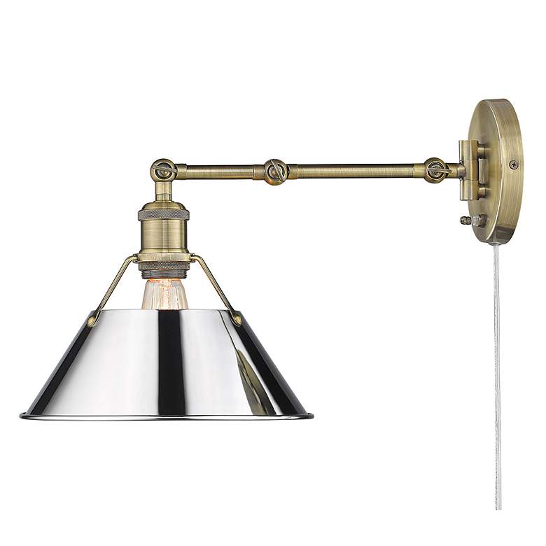 Image 2 Orwell 10" Wide Aged Brass 1-Light Swing Arm with Chrome more views