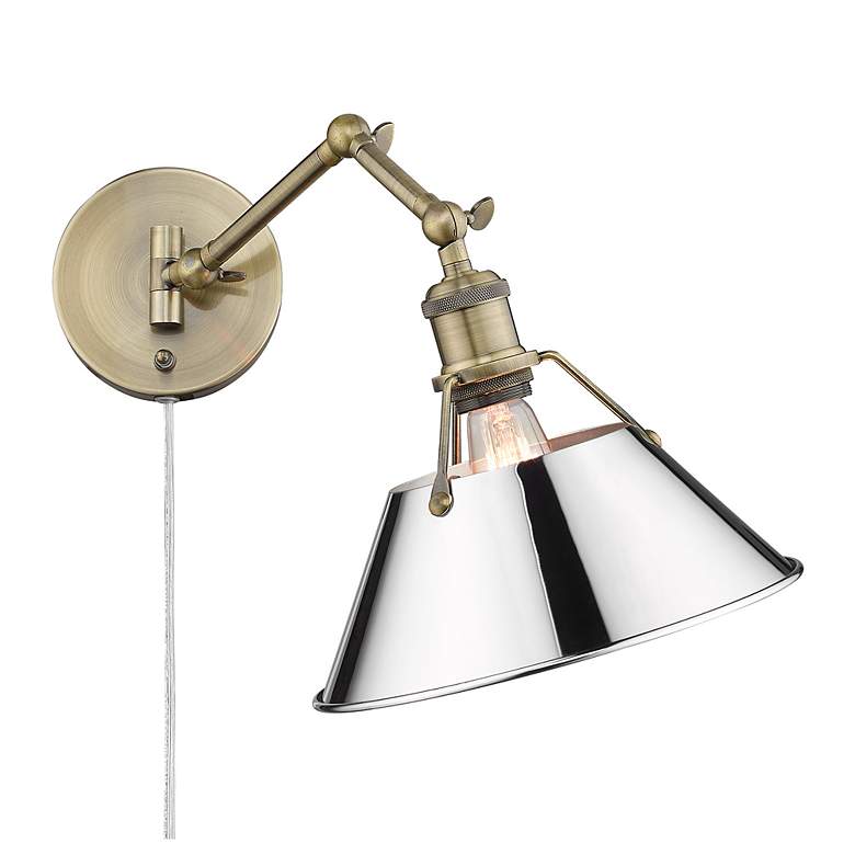 Image 3 Orwell 10" Wide Aged Brass 1-Light Swing Arm with Chrome more views
