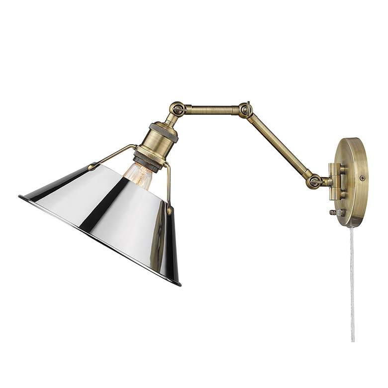 Image 4 Orwell 10" Wide Aged Brass 1-Light Swing Arm with Chrome more views