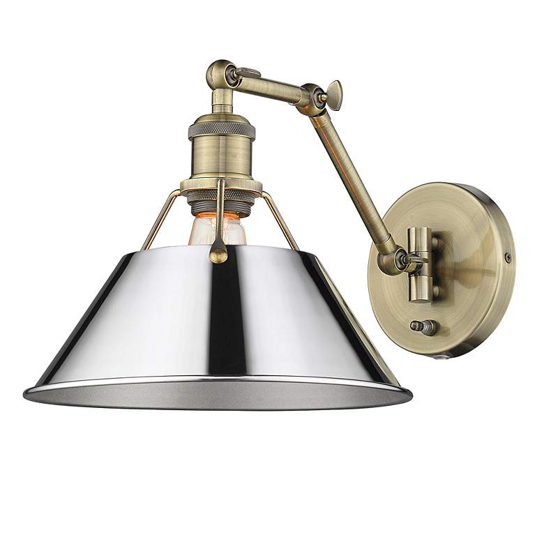 Image 5 Orwell 10" Wide Aged Brass 1-Light Swing Arm with Chrome more views