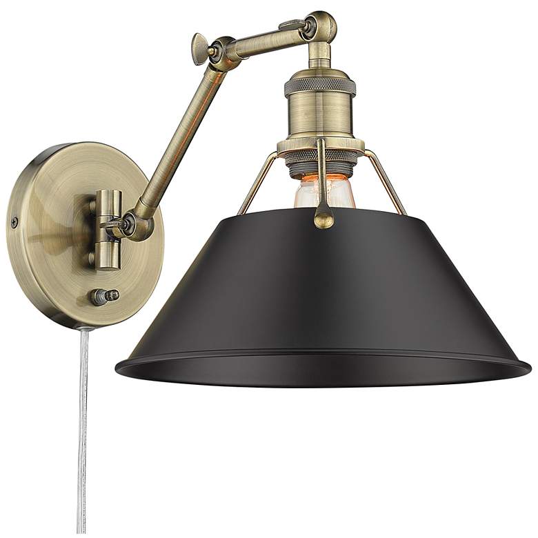 Image 1 Orwell 10 inch Wide Aged Brass 1-Light Swing Arm with Matte Black