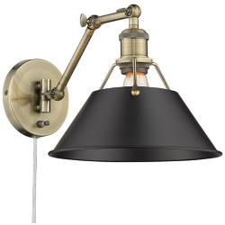 Orwell 10&quot; Wide Aged Brass 1-Light Swing Arm with Matte Black