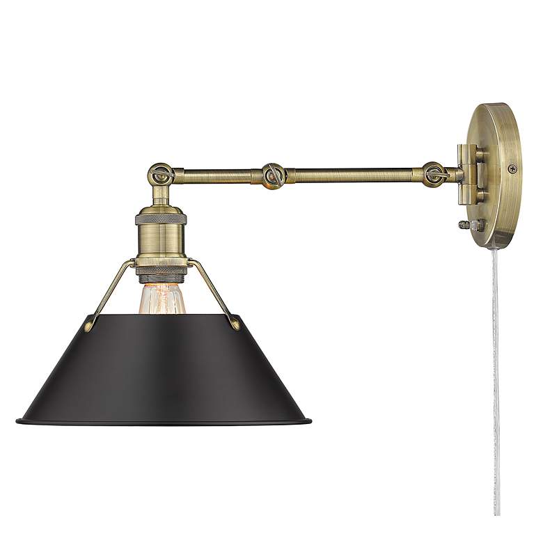Image 3 Orwell 10 inch Wide Aged Brass 1-Light Swing Arm with Matte Black more views