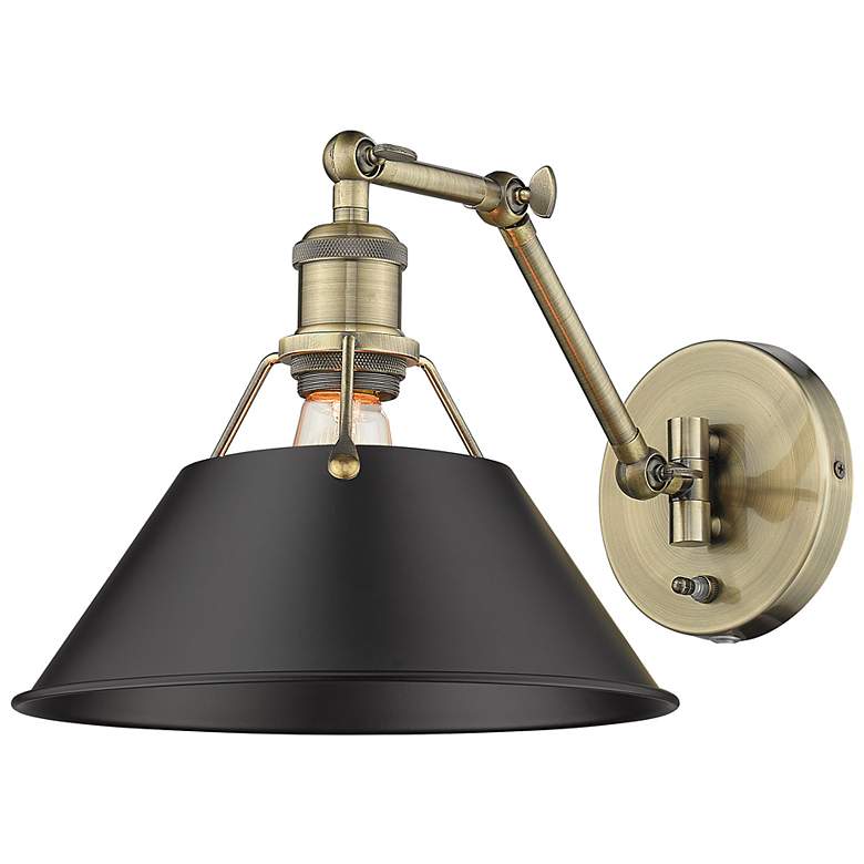 Image 6 Orwell 10 inch Wide Aged Brass 1-Light Swing Arm with Matte Black more views