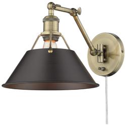 Orwell 10&quot; Wide Aged Brass 1-Light Swing Arm with Rubbed Bronze