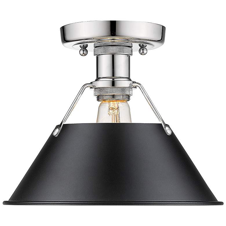 Image 1 Orwell 10" Wide Chrome 1-Light Flush Mount With Black Shade