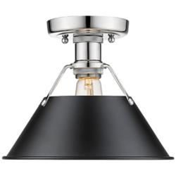 Orwell 10&quot; Wide Chrome 1-Light Flush Mount With Black Shade