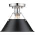 Orwell 10" Wide Chrome 1-Light Flush Mount With Black Shade