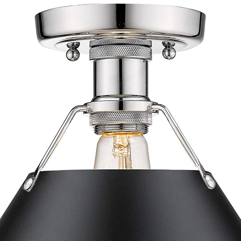 Image 2 Orwell 10" Wide Chrome 1-Light Flush Mount With Black Shade more views